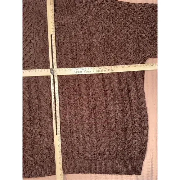 Natural Life Brown Sweater Women’s Sz XL Relaxed Oversized Cable Knit Fisherman - Picture 5 of 8